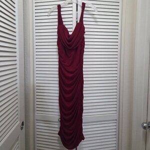 PRETTYGARDEN Off Shoulder Ruched Elegant Bodycon Cocktail Party Midi Dress